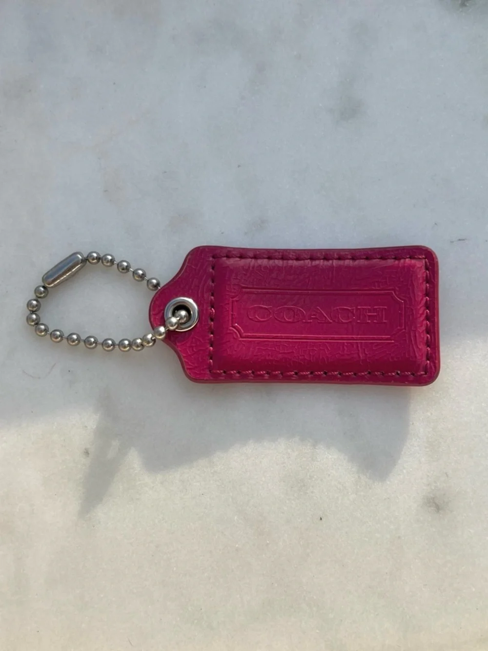 COACH Vintage Leather Hang Tag, Hot Pink